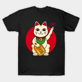 Cat lucky finger heart T-Shirt